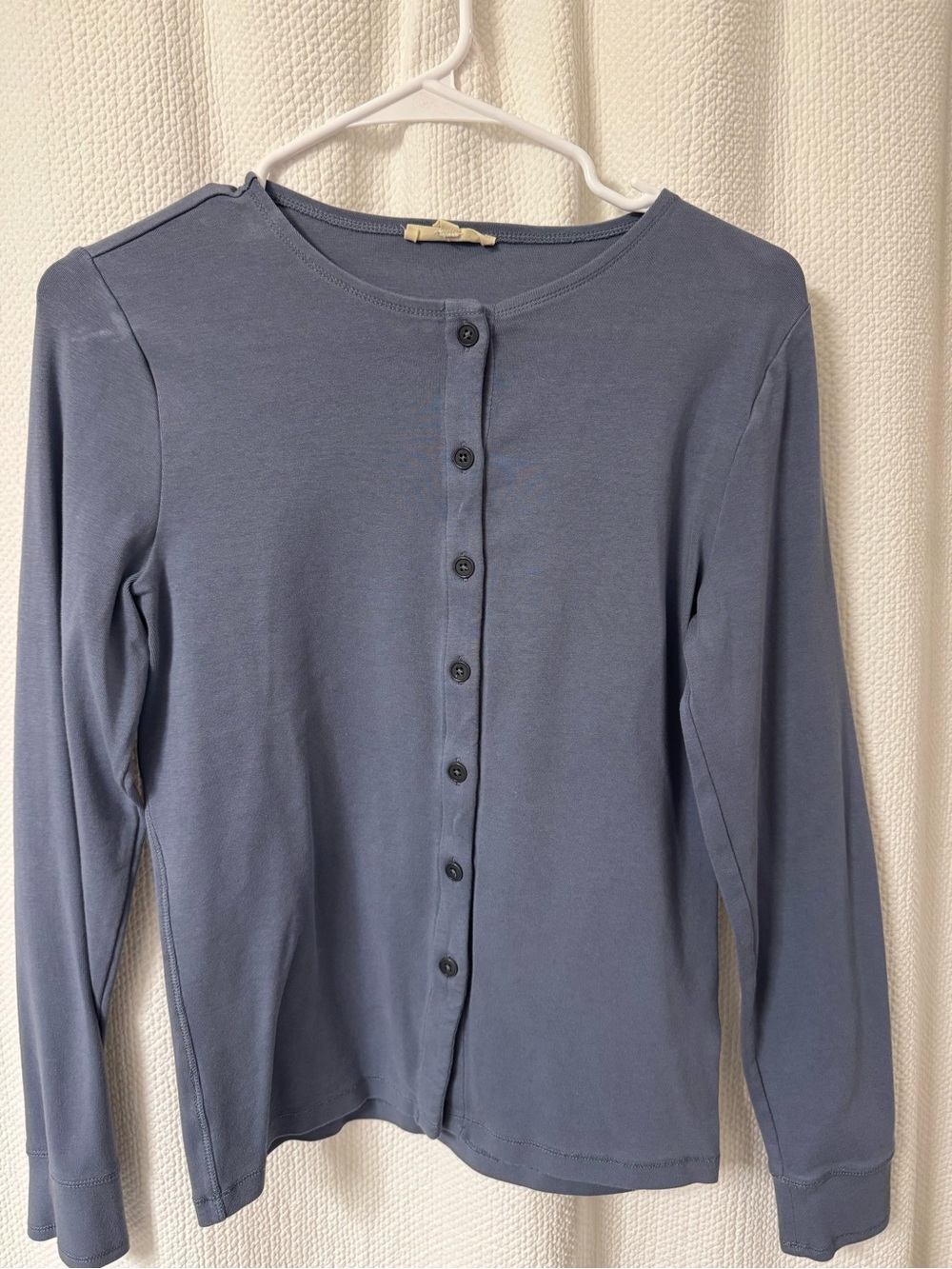 Madewell Slate-Blue Button Front Knit Top